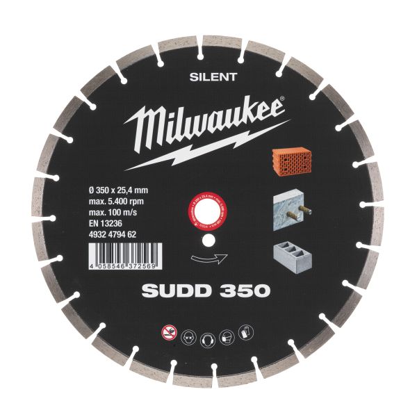 Diamanttrennscheibe Silent SUDD 350 mm für harte Materialien / Milwaukee # 4932479462 / EAN: 4058546