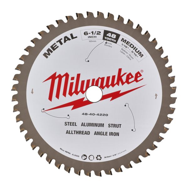Kreissägeblatt für Metall-Handkreissägen 165/15,87 mm Z48 / Milwaukee # 48404220 / EAN: 045242569069