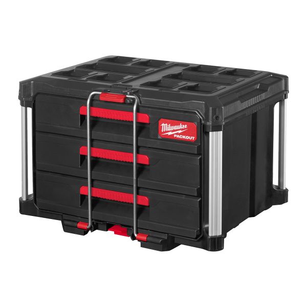 Milwaukee PACKOUT Koffer mit 3 Schubladen oder  Multifunktions-Transportkarre 