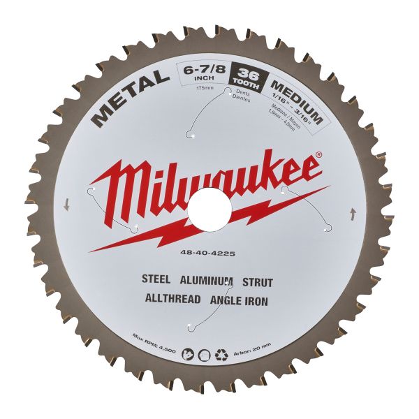 Kreissägeblatt für Metall-Handkreissägen 174/20 mm Z36 / Milwaukee # 48404225 / EAN: 045242569052
