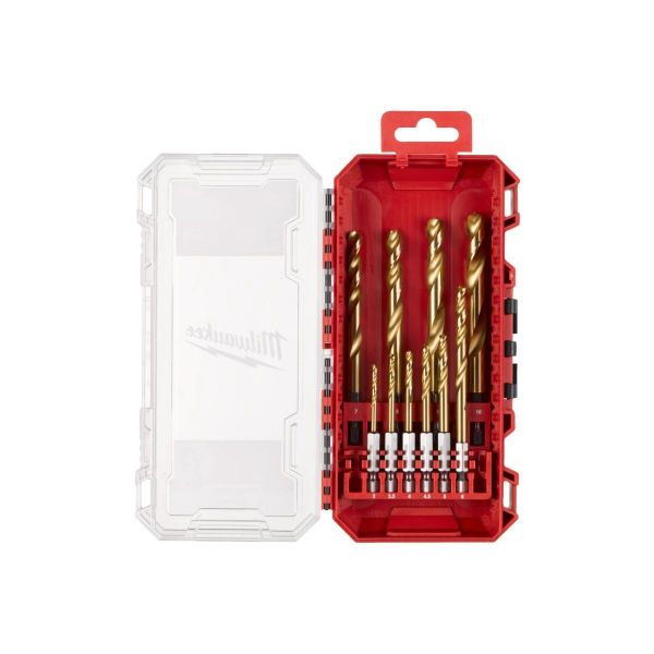 SHOCKWAVE™ Metallbohrer HSS-G RED HEX Titan 1/4" 10-teiliges Set in PACKOUT™ kompatibler Kassette /