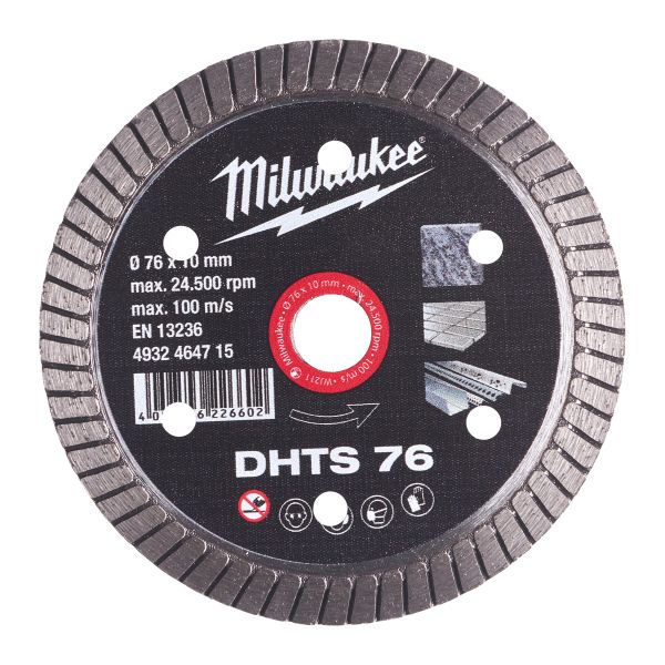 Diamanttrennscheibe DHTS 76 mm für Fliesen / Milwaukee # 4932464715 / EAN: 4058546226602