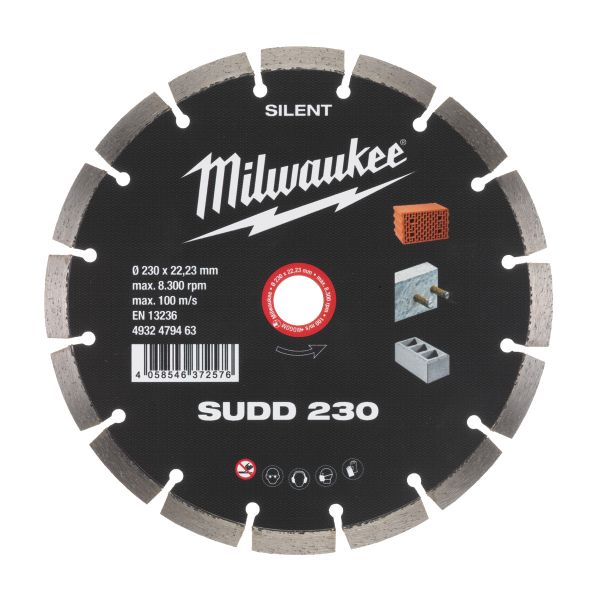 Diamanttrennscheibe Silent SUDD 230 mm für harte Materialien / Milwaukee # 4932479463 / EAN: 4058546